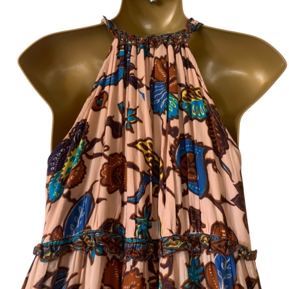 Anthropologie Love the Label Tiered Maxi Dress in Pink, green, brown and blue - Picture 15 of 16